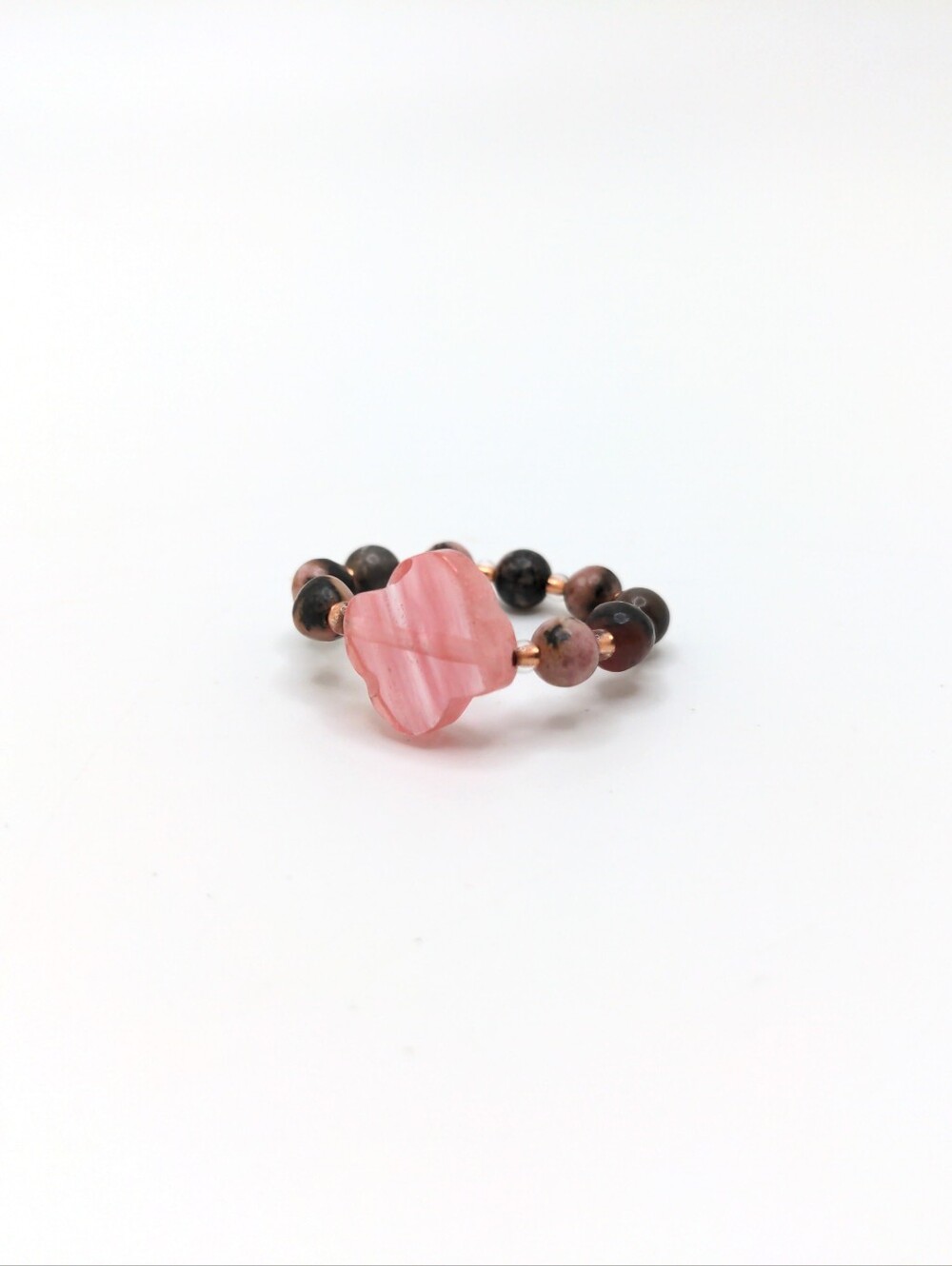 381MIDALANE Handcrafted Pink Clover Stone Ring